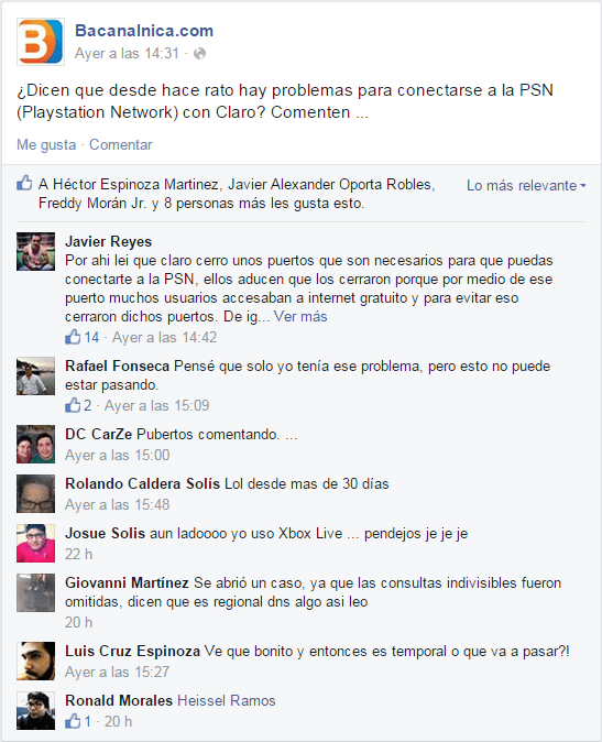 psn claro facebook