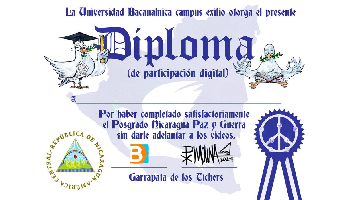 Examen final del Posgrado Nicaragua Paz y Guerra (Diploma incluido) + Invitación a 2do Conversatorio (traigan su birrete)