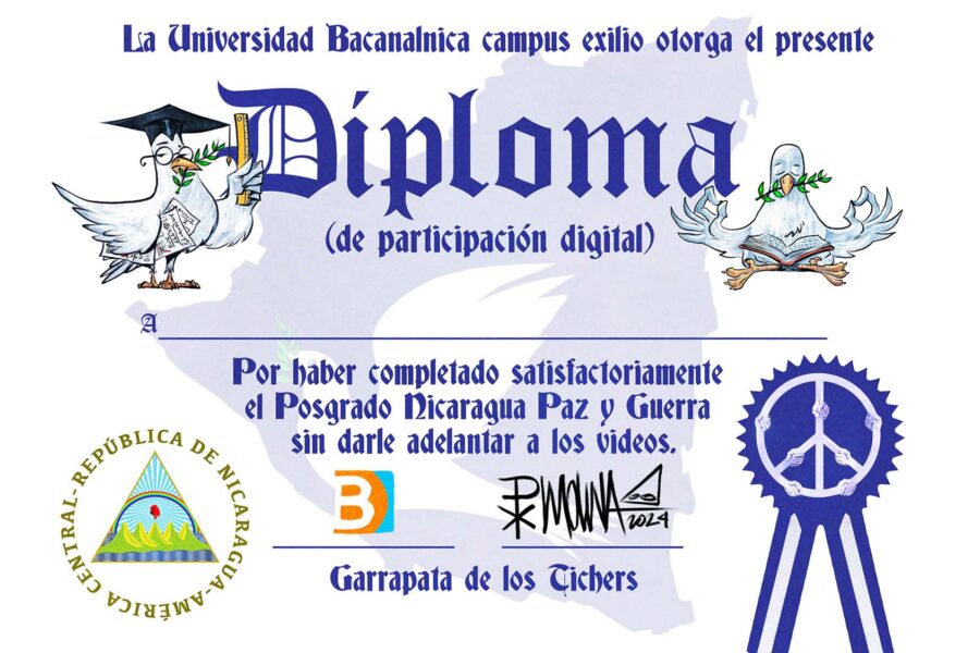 Examen final del Posgrado Nicaragua Paz y Guerra (Diploma incluido) + Invitación a 2do Conversatorio (traigan su birrete)